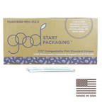 7.75" Compostable PHA Standard Straws Individually Wrapped | Loose Case | 2,000/Case