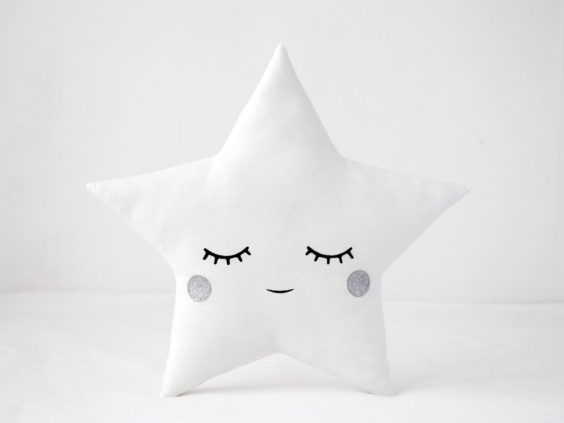 White Star Pillow with Silver Cheeks