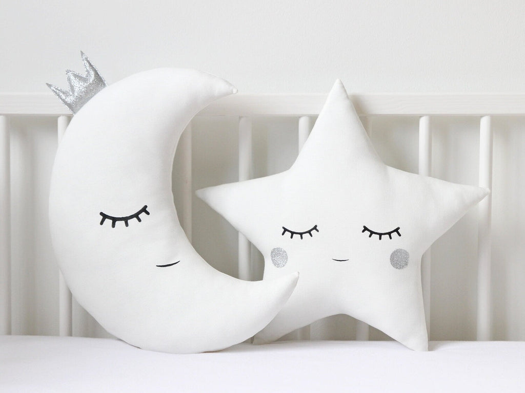 White Star Pillow with Silver Cheeks