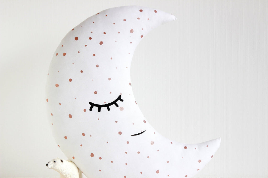 White with Golden Dots Crescent Moon Pillow