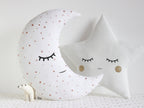 White with Golden Dots Crescent Moon Pillow