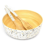 Bamboo Salad Server Set | Salad Tongs (Spoon & Fork)
