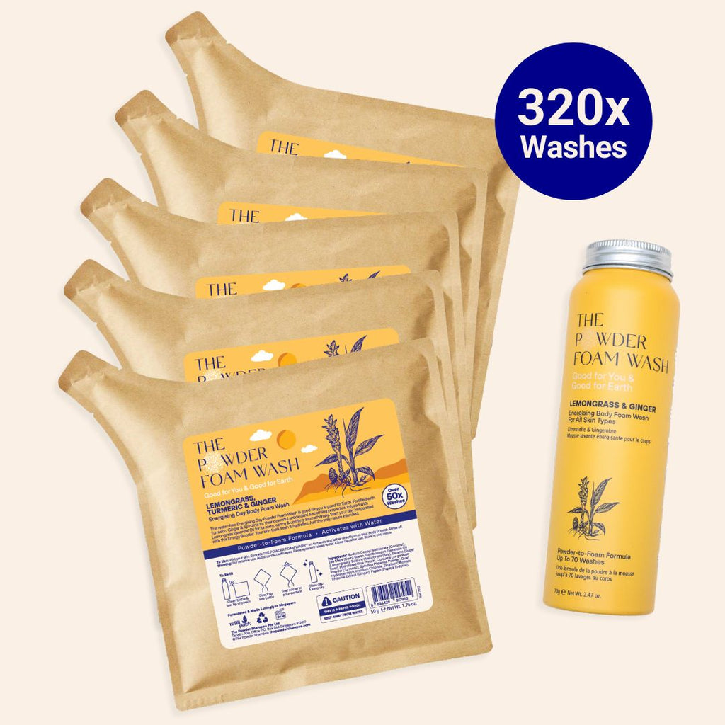 1 Year Supply (320x Washes) - Energising Body Foam Wash For All Skin Types Lemongrass & Turmeric